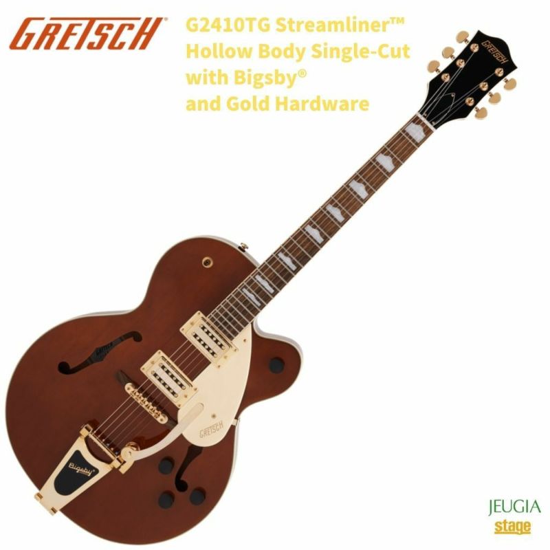 GretschG2410TGStreamlinerHollowBodySingle-CutwithBigsbyandGoldHardware,LaurelFingerboard,SingleBarrelグレッチエレキギターフルアコビグスビー