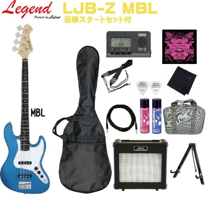直販廉価即決◆新品◆送料無料Legend LJB-Z MBL(Metallic Blue) ジャズベース/ケース付 Aria Pro II