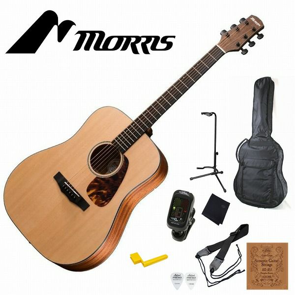 MORRISF-011NATSETモーリスアコースティックギターアコギフォークギターナチュラル【初心者セット】【アクセサリー付】