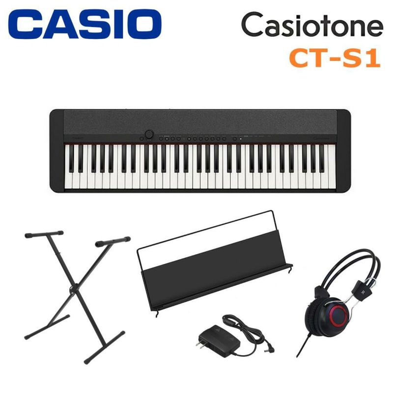 【楽器店大賞2021年受賞！】【スタンド・ヘッドフォンSET】CASIO CT-S1 BK BLACK Casiotone SET カシオ キーボード  カシオトーン 61鍵 ブラック セット | JEUGIA