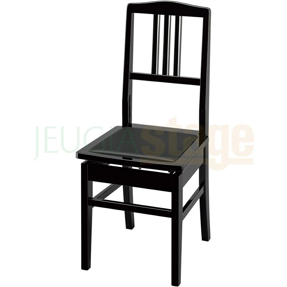 甲南KonanNo.5黒塗（黒座面)背付高低自在椅子背付きピアノ椅子ブラック【日本製】JAPANPRIDEジャパンプライド名陽木工製