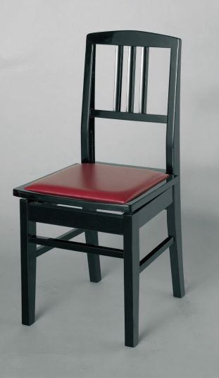 ITOMASA 背付きピアノ椅子(トムソン椅子） NO.5黒（座面エンジ