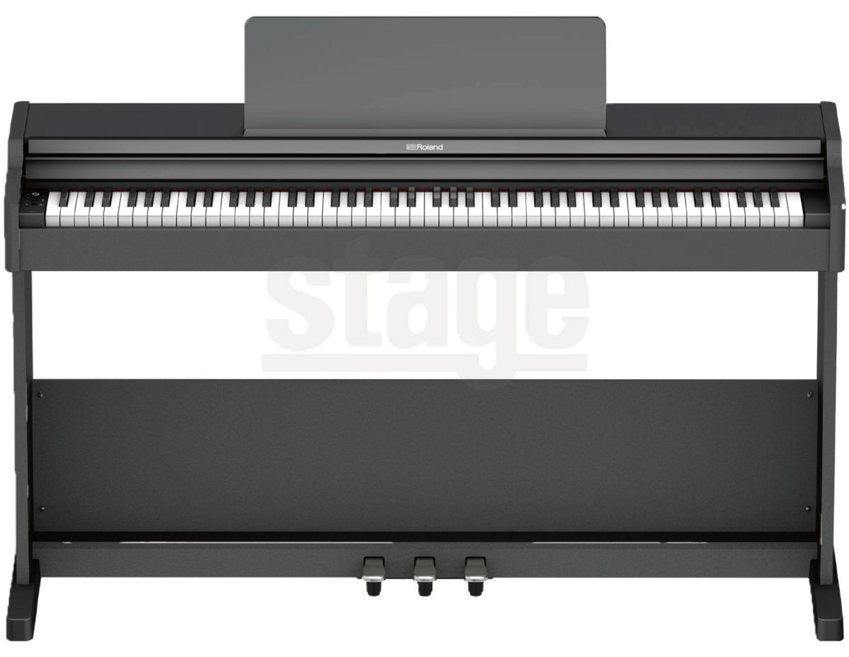 【全国配送設置無料】ROLAND RP107 BK Digital Piano【専用固定椅子・防音ピアノマット・ヘッドホン(黒)・お手入れセット付き】<br>ローランド デジタルピアノ 88鍵盤 ブラック <br><br><br>電子ピアノ 人気 定番 軽量 お手頃 おすすめ 黒
