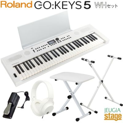 この商品はお取り寄せ品になります】Roland GO:KEYS 5 WH(ホワイト) 【専用譜面台MRGKS3/5・スタンド・イス・ヘッドホン・ダンパーペダル付き】Music  Creation Keyboard ローランド デジタル キーボード 61鍵盤【Stage Keyboard SET】【Stage  Synthesizer】GOKEYS5-WH 白 ...