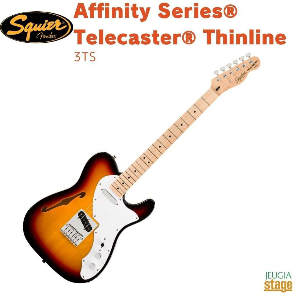 SquireAffinitySeries®Telecaster®Thinline,MapleFingerboard,WhitePickguard,3-ColorSunburst