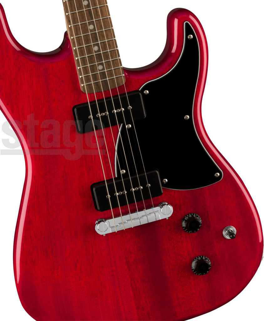 SquireParanormalStrat-O-Sonic,LaurelFingerboard,BlackPickguard,CrimsonRedTransparent