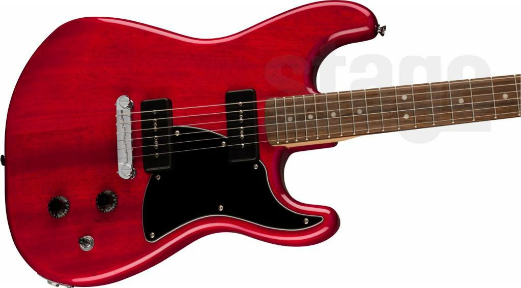 SquireParanormalStrat-O-Sonic,LaurelFingerboard,BlackPickguard,CrimsonRedTransparent