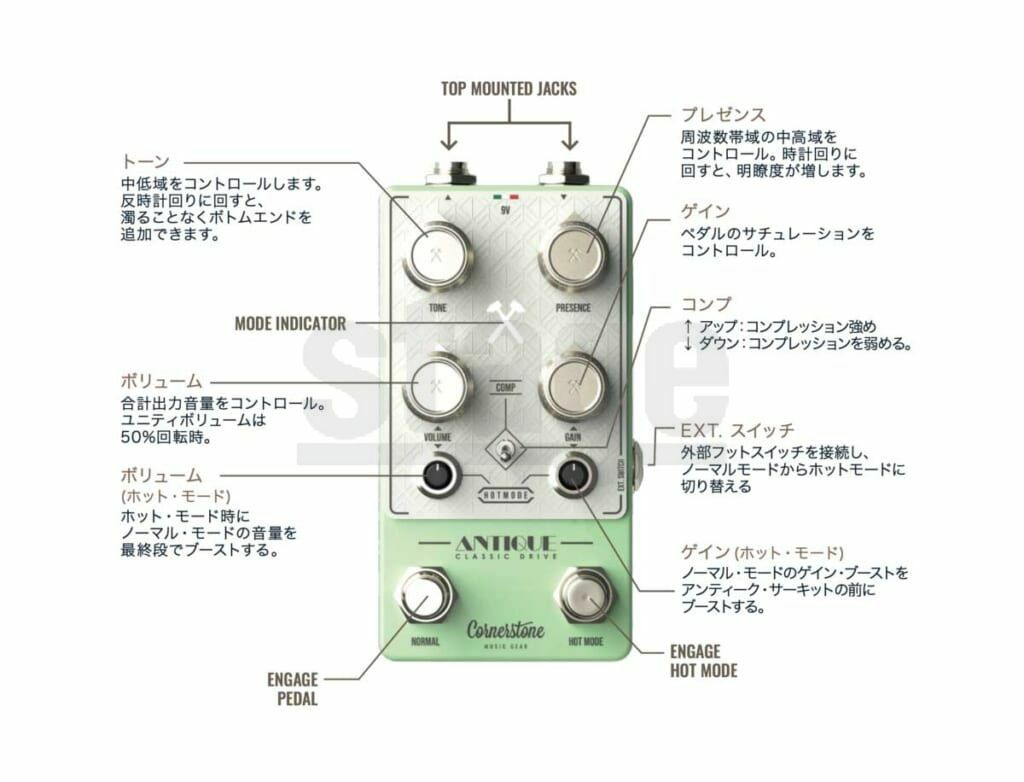 Cornerstone® Music Gear AntiqueV3コーナーストーン・ミュージック・ギア アンティークV3 オーバードライブ【Stage Guitar Accessory】コンパクトエフェクター ギターエフェクター effector effect pedalTS系