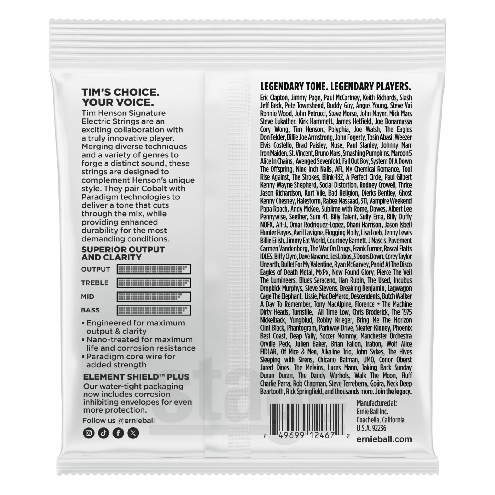ERNIEBALL EB 9635 THS STRING&ACC BUNDLEアーニーボール ティム・ヘンソン・シグネチャー弦＆アクセサリー・バンドル【エレキギター弦・クラシックギター弦・フレットラップ・シールド(10ft・白)】【Stage Guitar Accessory】Tim Henson Signature